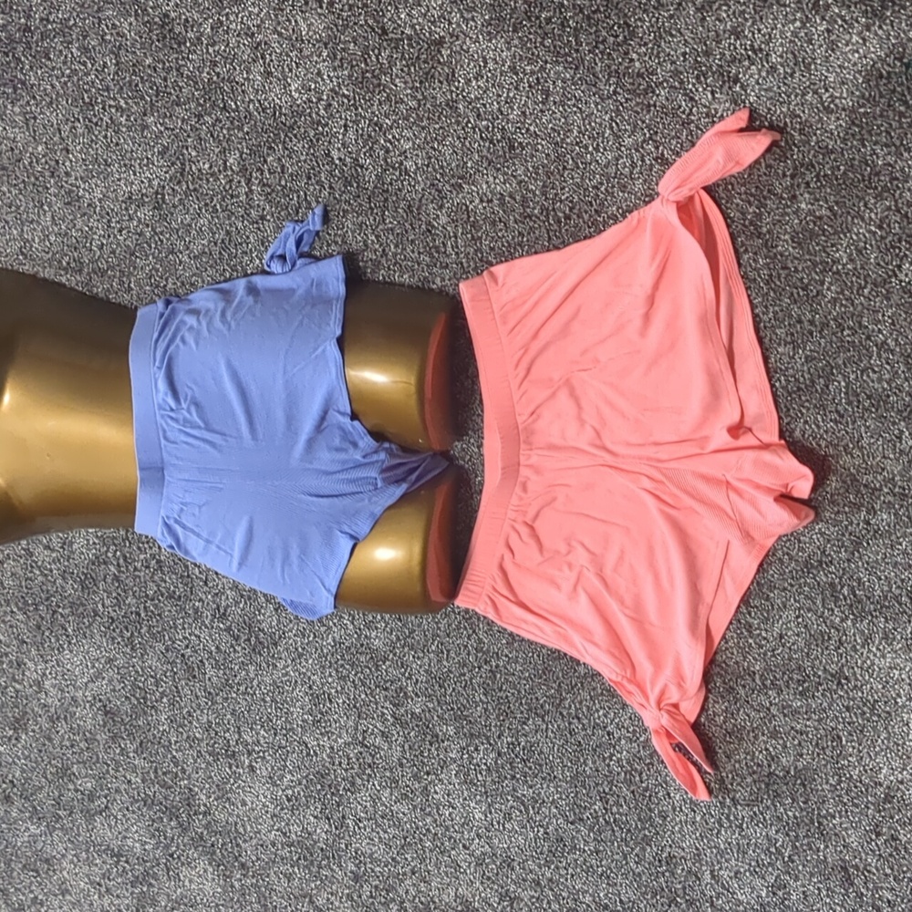 Bundle lot 2 pair Flirtitude Sz s small sleep shorts Tie sides Pink & Periwinkle